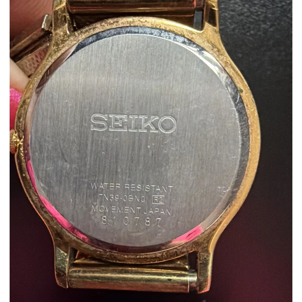 Vintage Seiko Black Dial Gold Tone Watch